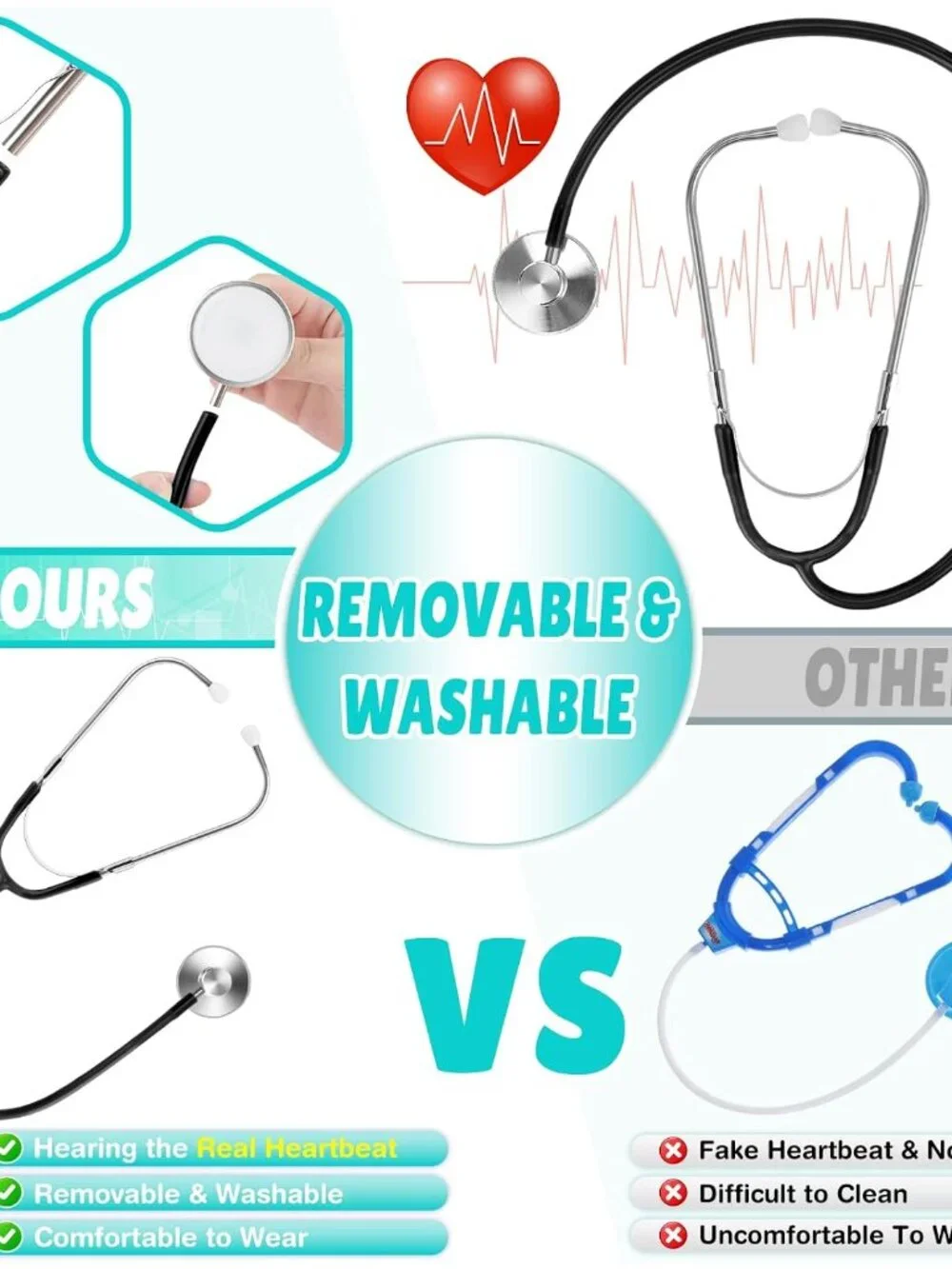 Doctor Costume for Kids Doctor Lab Coat for Kids Real Stethoscope, Girls Hallowe